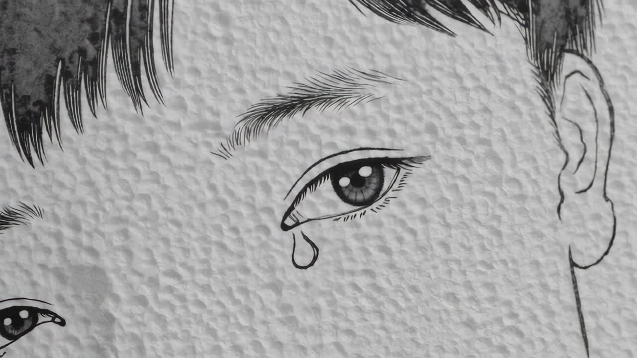 Drawing of a Sad Child's Eye
