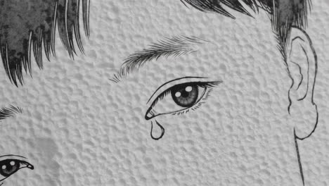 drawing of a sad child's eye