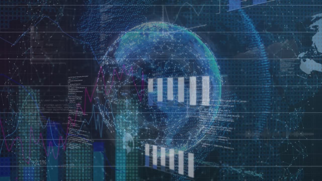Animation of data processing over globe