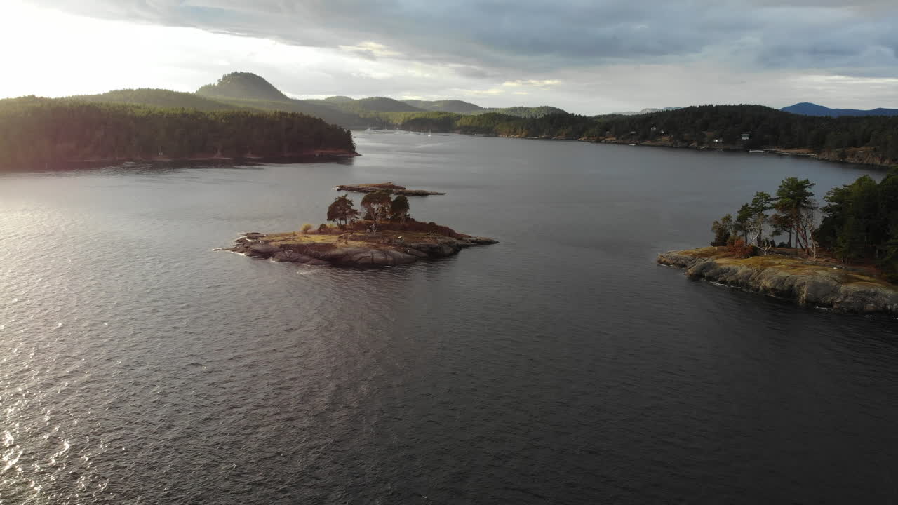 Cinematic aerial footage of Reid Harbor and Gossip Islands a great place to visit on a vacation and camp.
