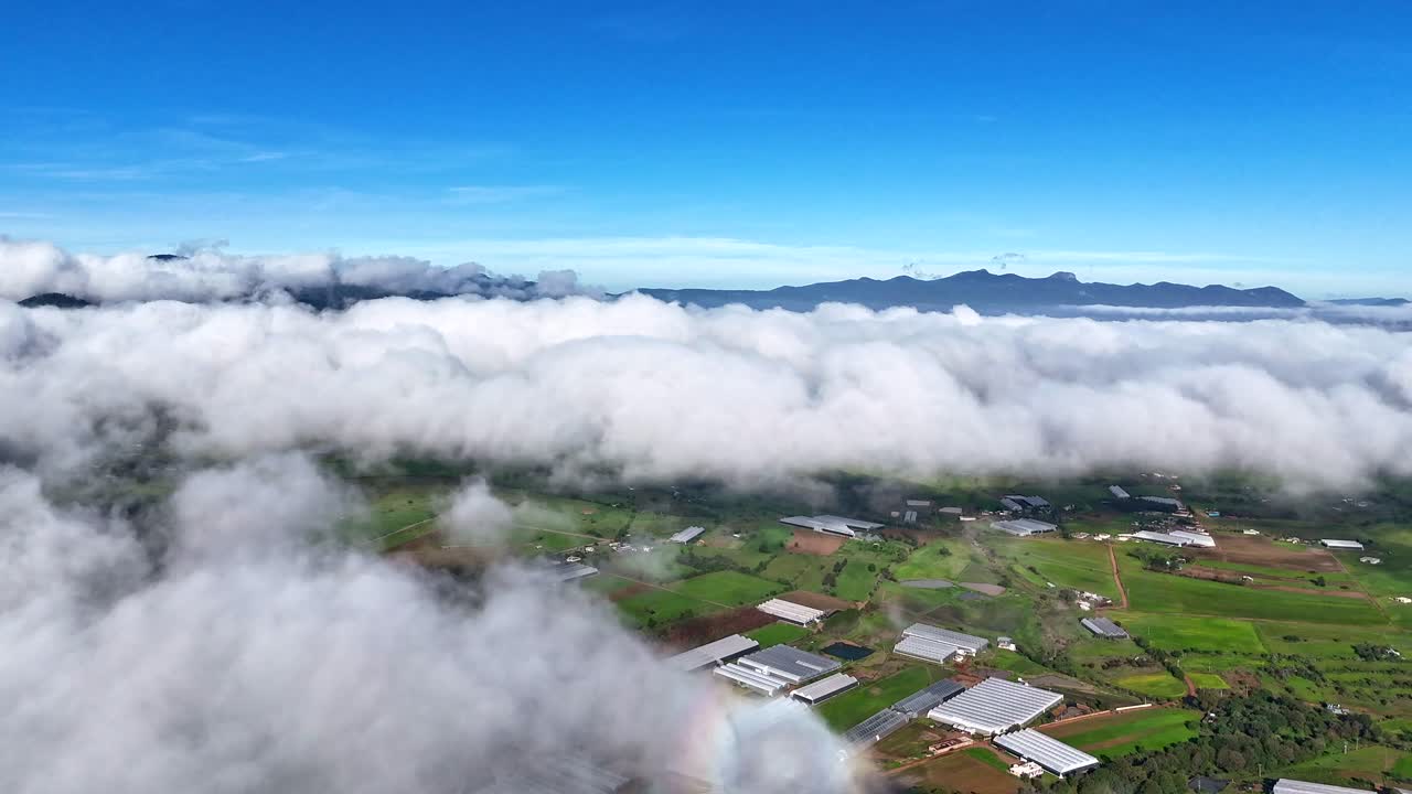 Clouds Rolling Over Mexico Countryside, Aerial Hyperlapse