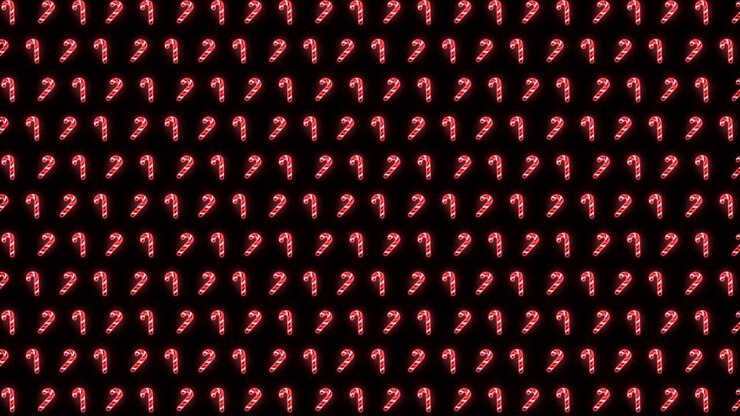 Neon Christmas Pattern Background of Candy Cane in Red White and Black Looping animation