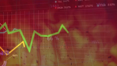 animação do processamento de dados financeiros sobre chamas