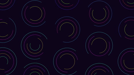 dynamic swirling colored lines on black abstract seamless pattern design