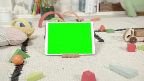 mockup of digital tablet in children's room interior