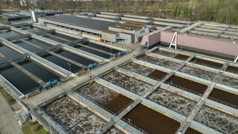 brown sewage water streaming in a utramodern recycle treatment plant in zürich switzerland