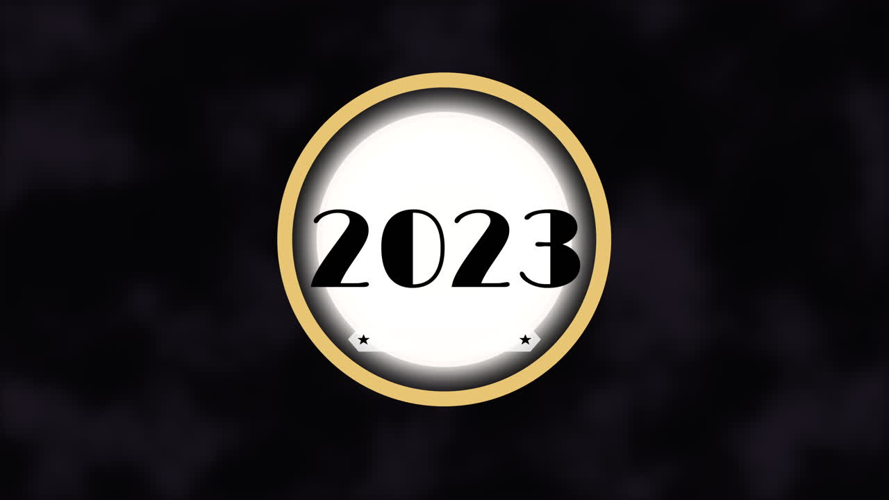 2023 with gold circle on black gradient