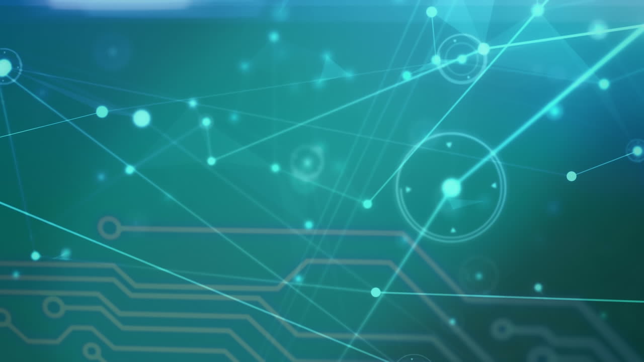 Animation of network of connections over green background