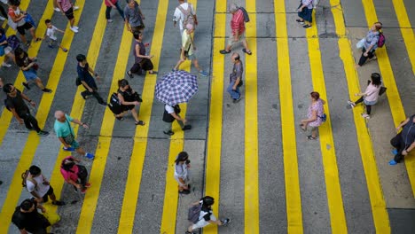 busy pedestrian and car crossing at hong kong - time lapse