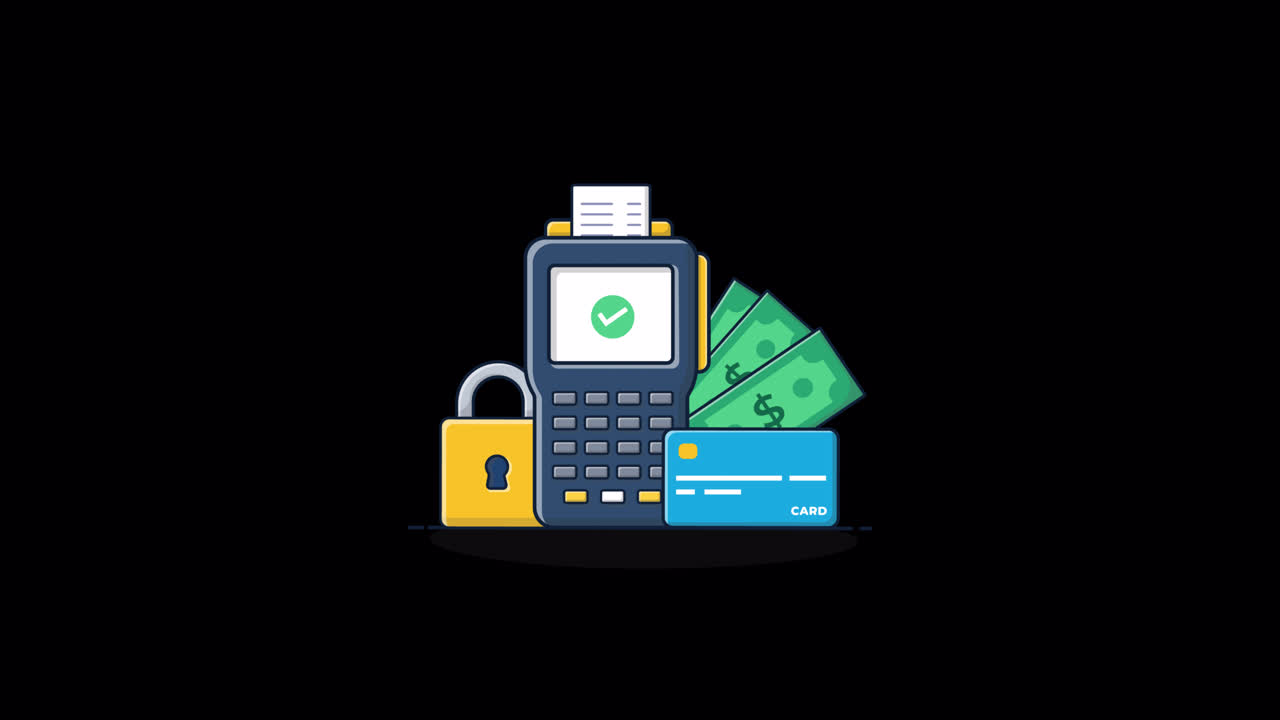 Animated Illustration of Secure Payment and Financial Transaction
