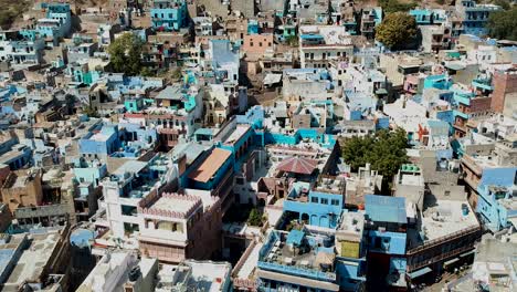 toma aérea de establecimiento de la ciudad azul, jodhpur, rajasthan, india