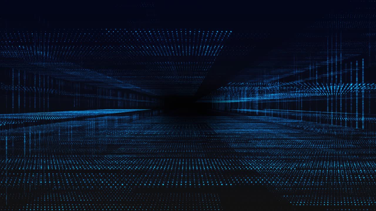 Digital big data background fiber optic network lines data flow cyber wave particles dots flow