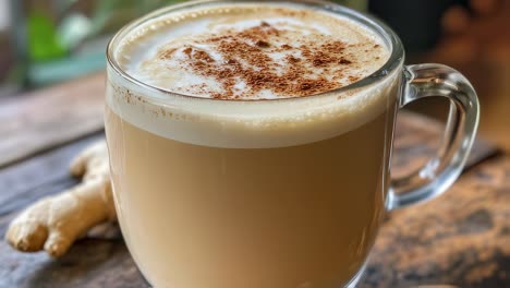 ginger cinnamon latte in a glass mug