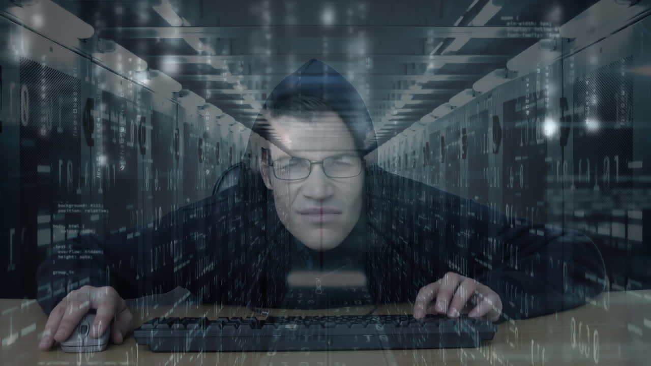 컴퓨터를 해킹하는 후드  ⁇ 의 애니메이션
