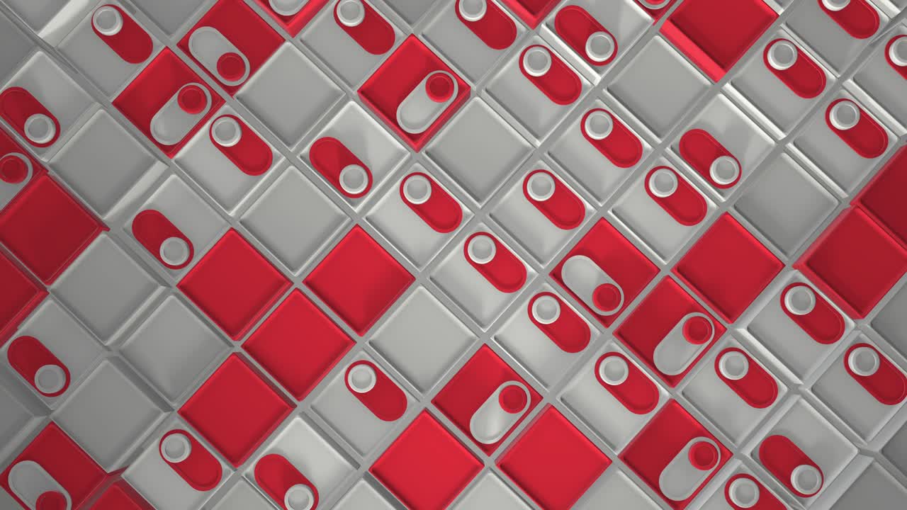 3d rendering of looped animation with geometric shapes. Endless animation. A satisfying calm video with a change in shape. Sliders switches on