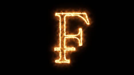 franc symbol of burning flame. french franc symbol made from fire flame. flaming burn font or bonfire alphabet text with sizzling fiery shining heat effect. 3d rendering.