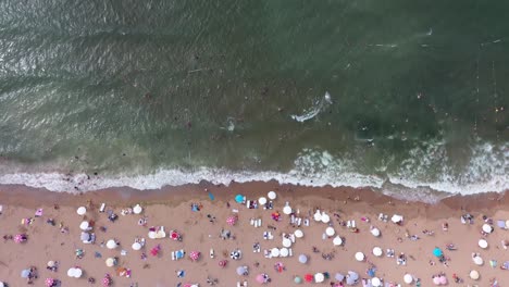 Aerial-view-of-beach-in-Riva-on-the-Black-Sea-coast-at-the-Asian-side-of-Istanbul,-Turkey