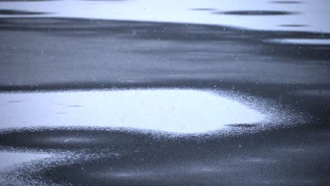 frozen lake closeup in the winter