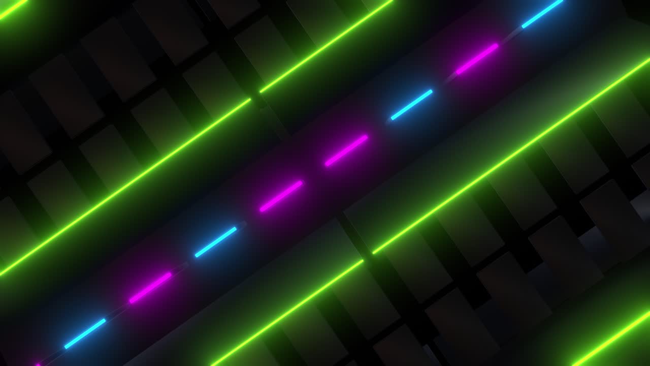 Neon Glowing Cubes Abstract Background
