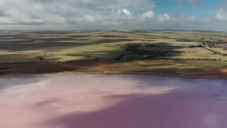 drone footage of a pink lake in south australia