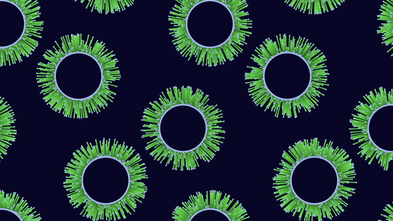 círculos verdes en patrón simétrico sobre un fondo negro