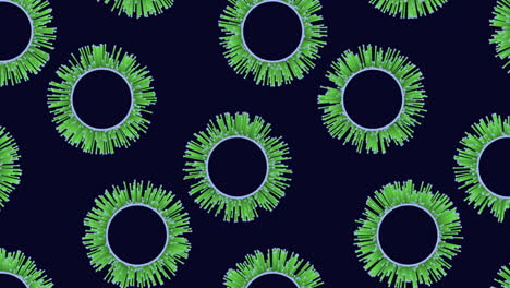 green circles in symmetrical pattern on black background