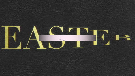 gold happy easter text on fashion black texture