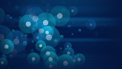 circle of floating smiley faces on blue background a playful array of expressions