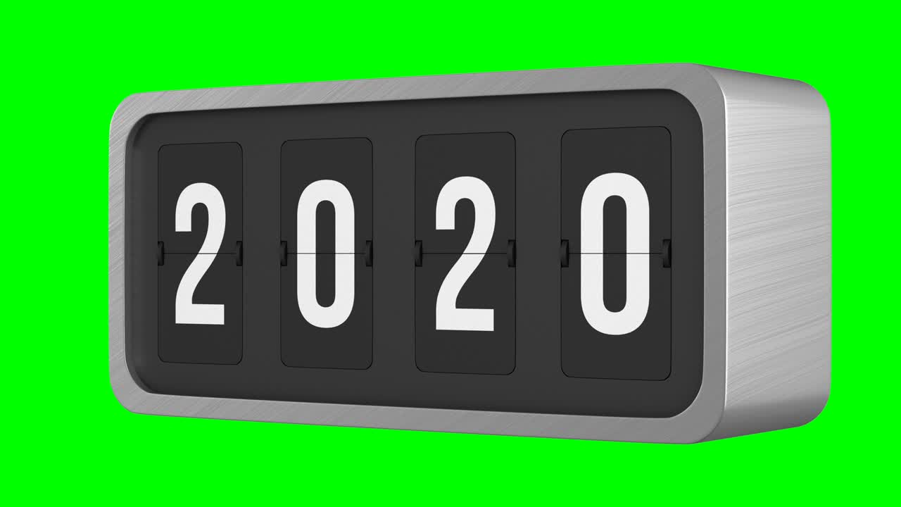 Flip black scoreboard 2021 on green background. Isolated 3D render