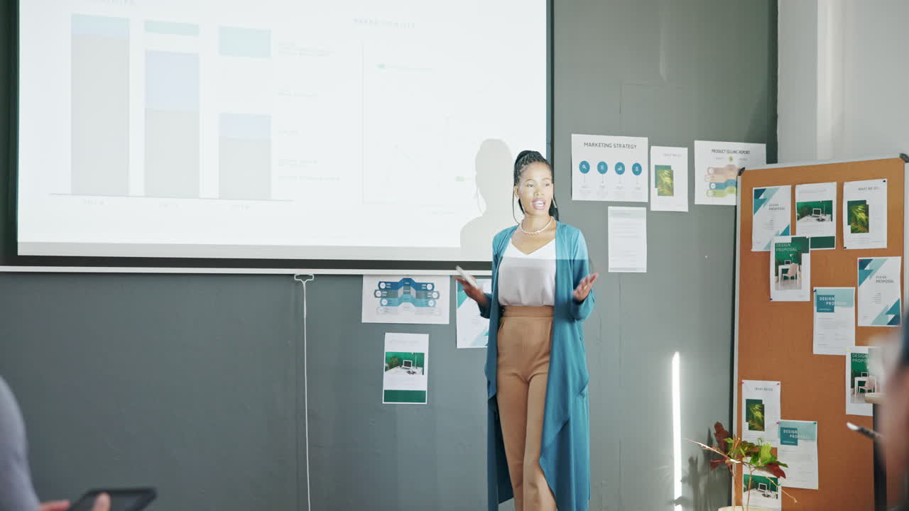 프레젠테이션, 비즈니스 흑인 여성