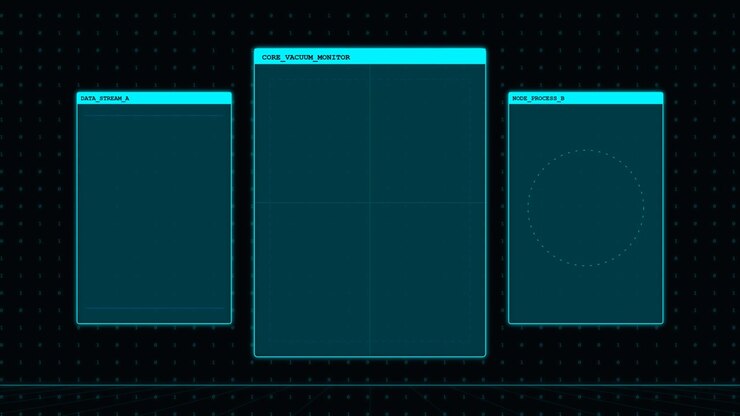 Futuristic Digital Interface Display with Data Monitoring Panels