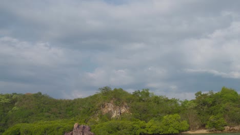 Wild-White-bellied-sea-eagle-with-the-blue-sky-and-clouds-in-the-background---Tracking-slow-motion-Shot