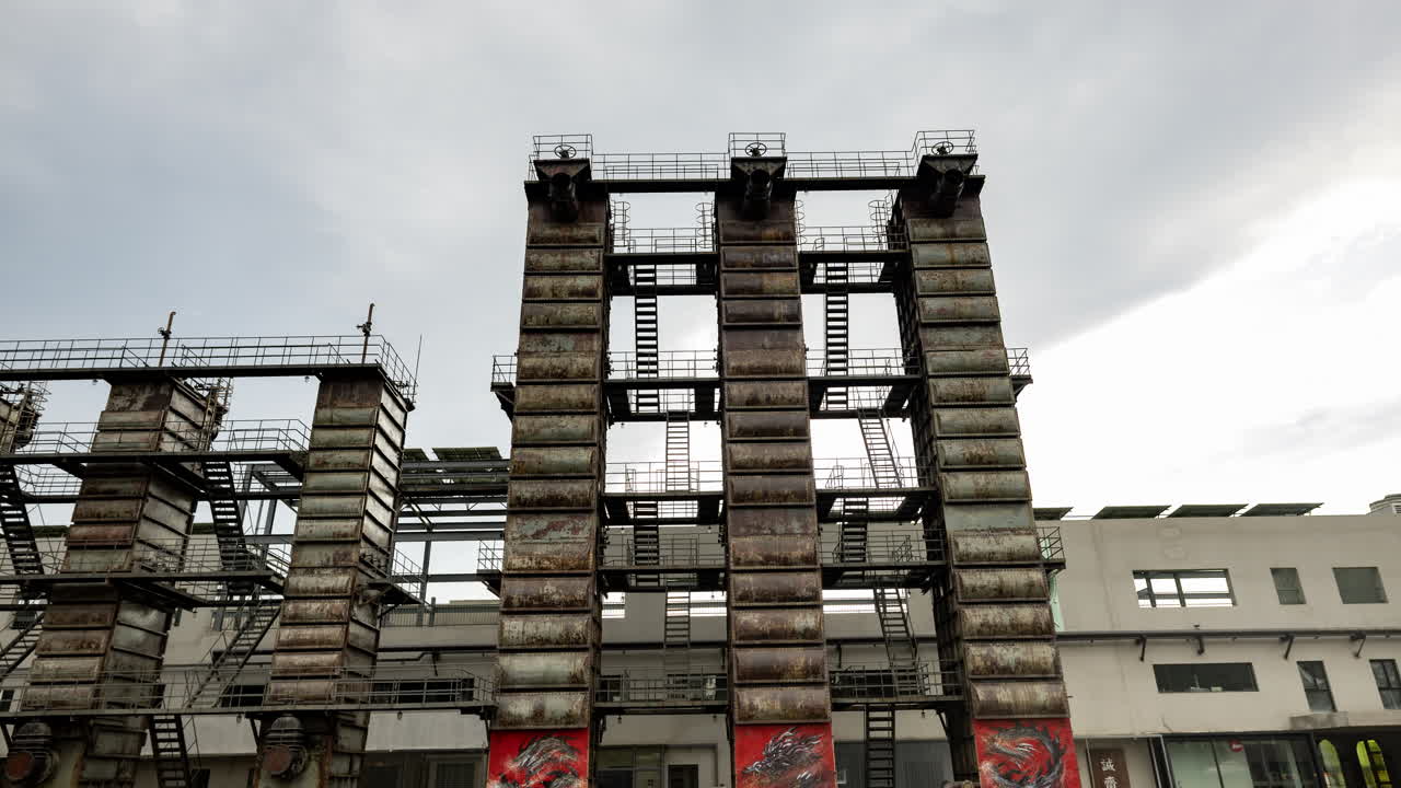 Timelapse of the Beijing city skyline from a high vantage point in vertical