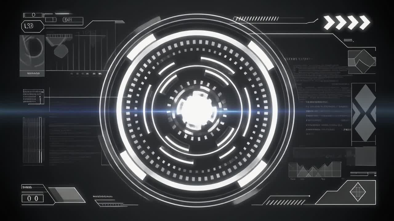 Animated Futuristic HUD Display with Data and Graphs