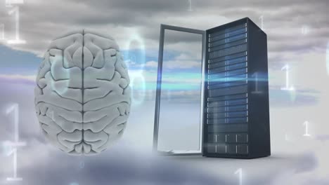 compuesto digital de un cerebro y una torre de servidor