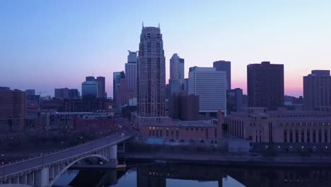 An-aerial-of-downtown-Minneapolis-Minnesota-at-night