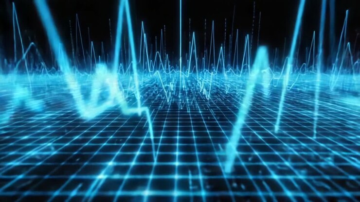 Dynamic Patterns of Digital Waves: A Visual Exploration of Vibrant Blue Pulses Across a Grid, Capturing the Essence of Modern Data Visualization Techniques
