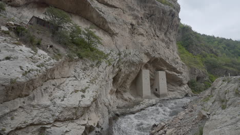 ancient towers in a mountain canyon