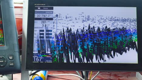 slow motion shot of a fish finder on