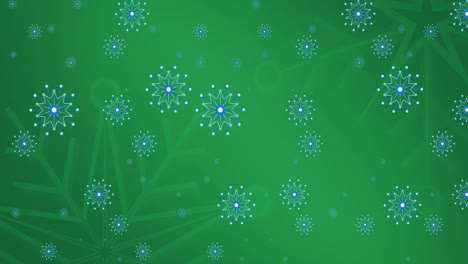 animation of snowflakes falling on green background