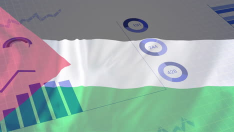 팔레스타인 발을 흔드는 배경에 있는 그래프와 차트 애니메이션