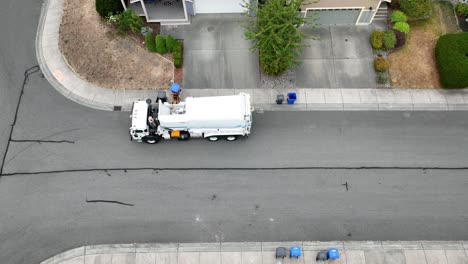 aerial view of a waste facility truck picking