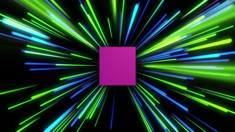 Animation-of-pink-cube-and-data-processing-over-light-trails-of-data-transfer