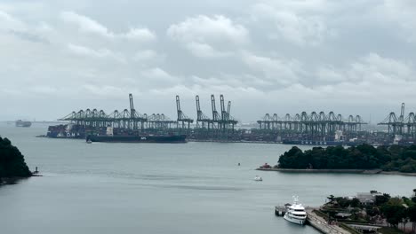 a view on keppel harbour and shipping yard in singapore