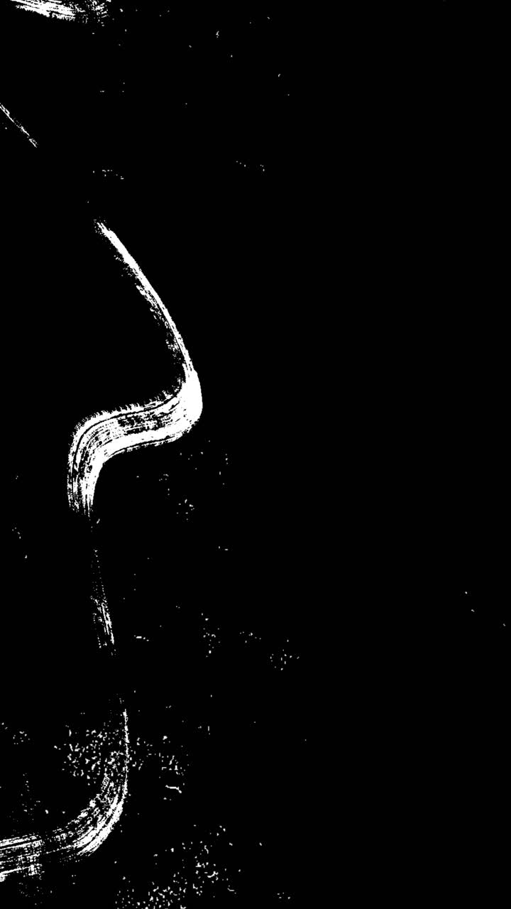 Pennellate bianche astratte che si muovono su sfondo nero