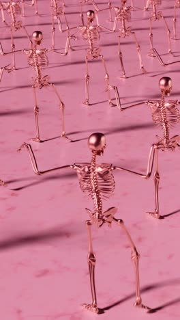 dancing robotic skeletons in sync. vertical looped animation