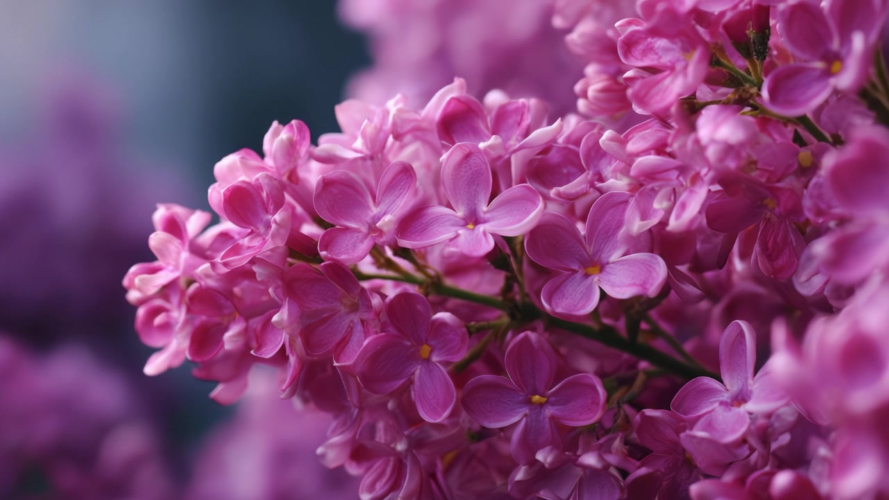 Foto Close-Up Indah Bunga Lilac Merah Muda Menampilkan Kelopak Halus dan Warna Cerah dalam Pengaturan Alami yang Ditangkap dalam Cahaya Pagi Hari
