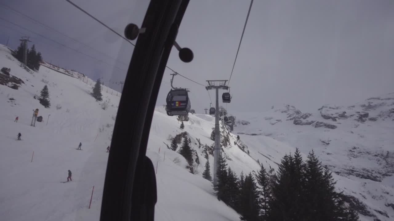 POV Shot of Gondola Trip up the Swiss Alps
