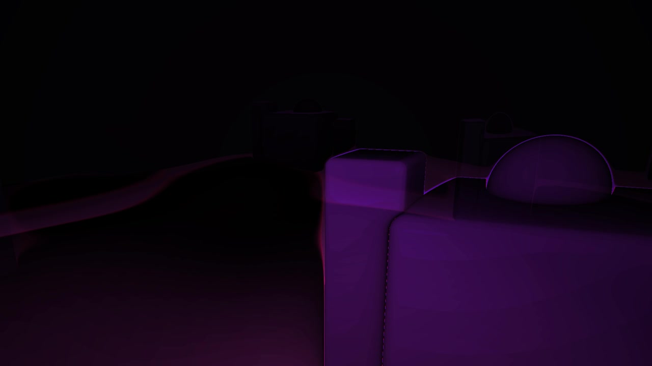 Abstract Geometric Shapes Moving in Dark Futuristic Landscape