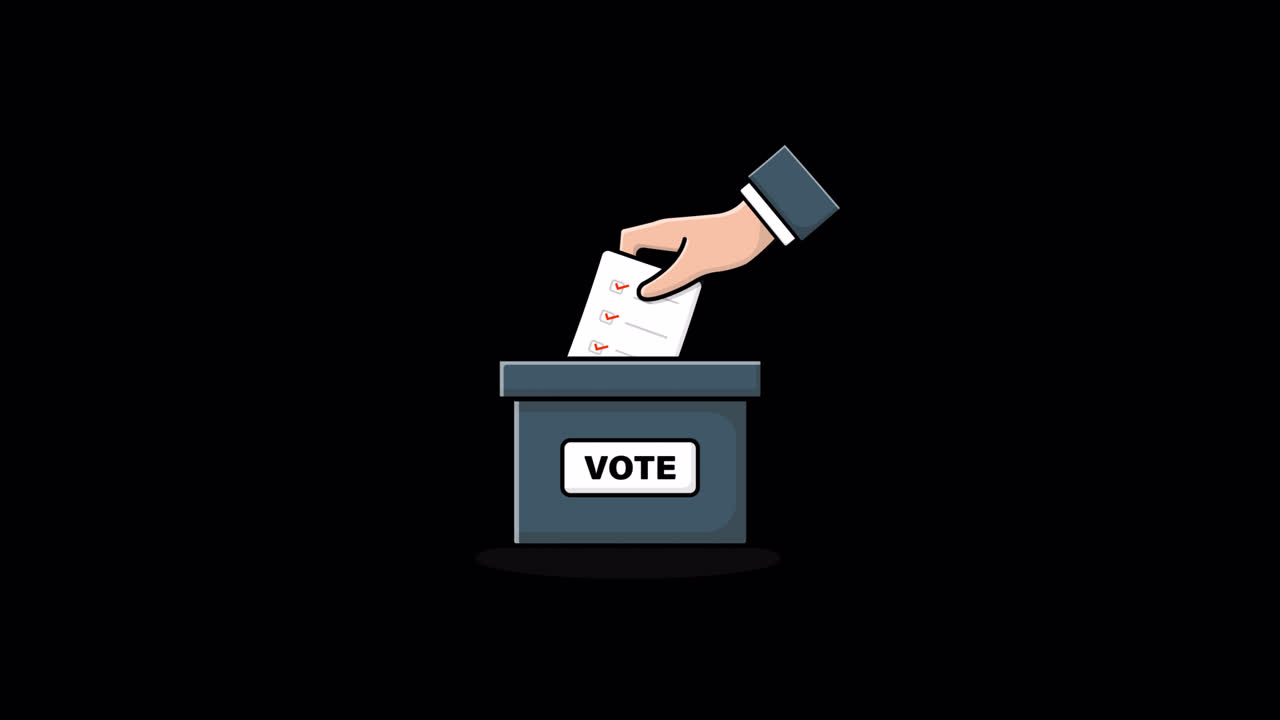 Animated Hand Casting Vote into Ballot Box